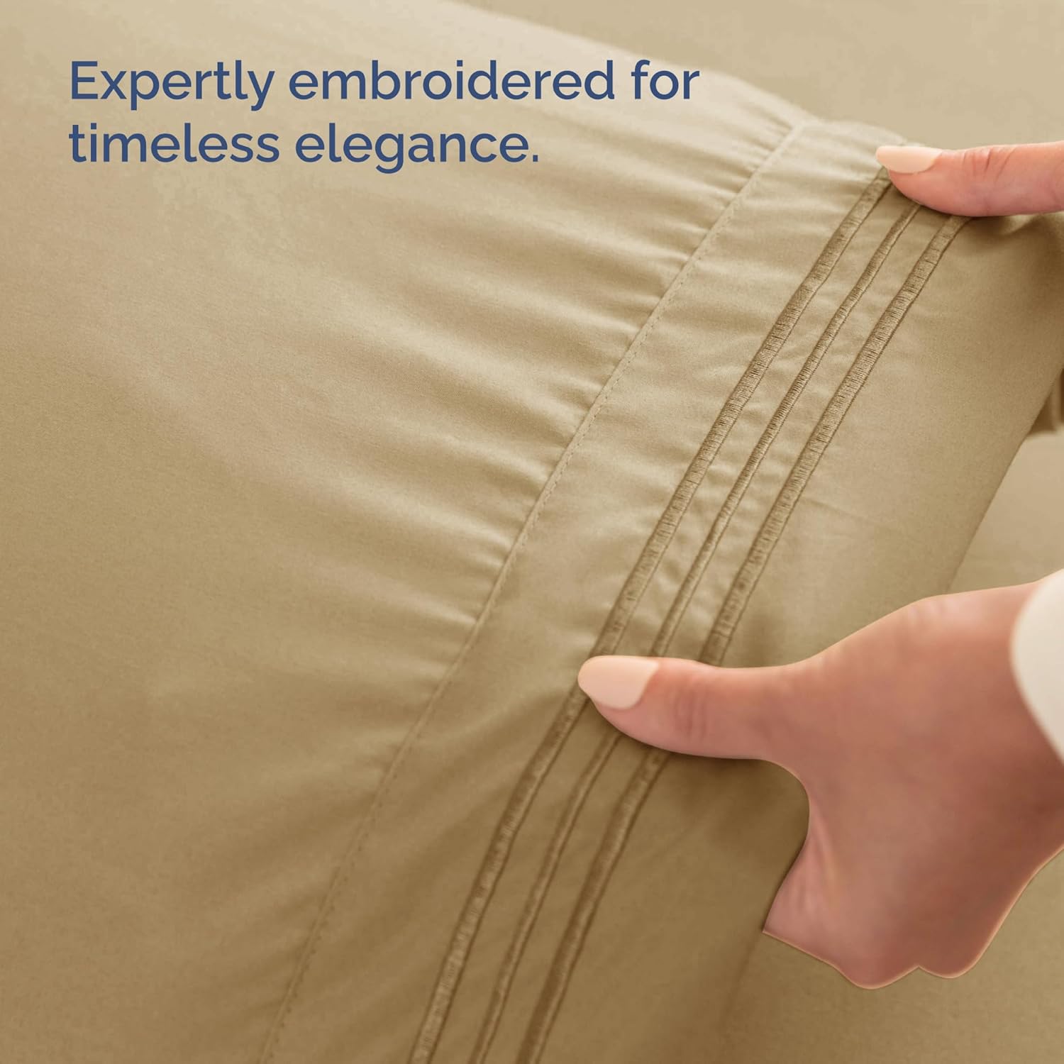 Wrap Around Dust Ruffle Bed Skirt 2 Pillowcases Set - Beige