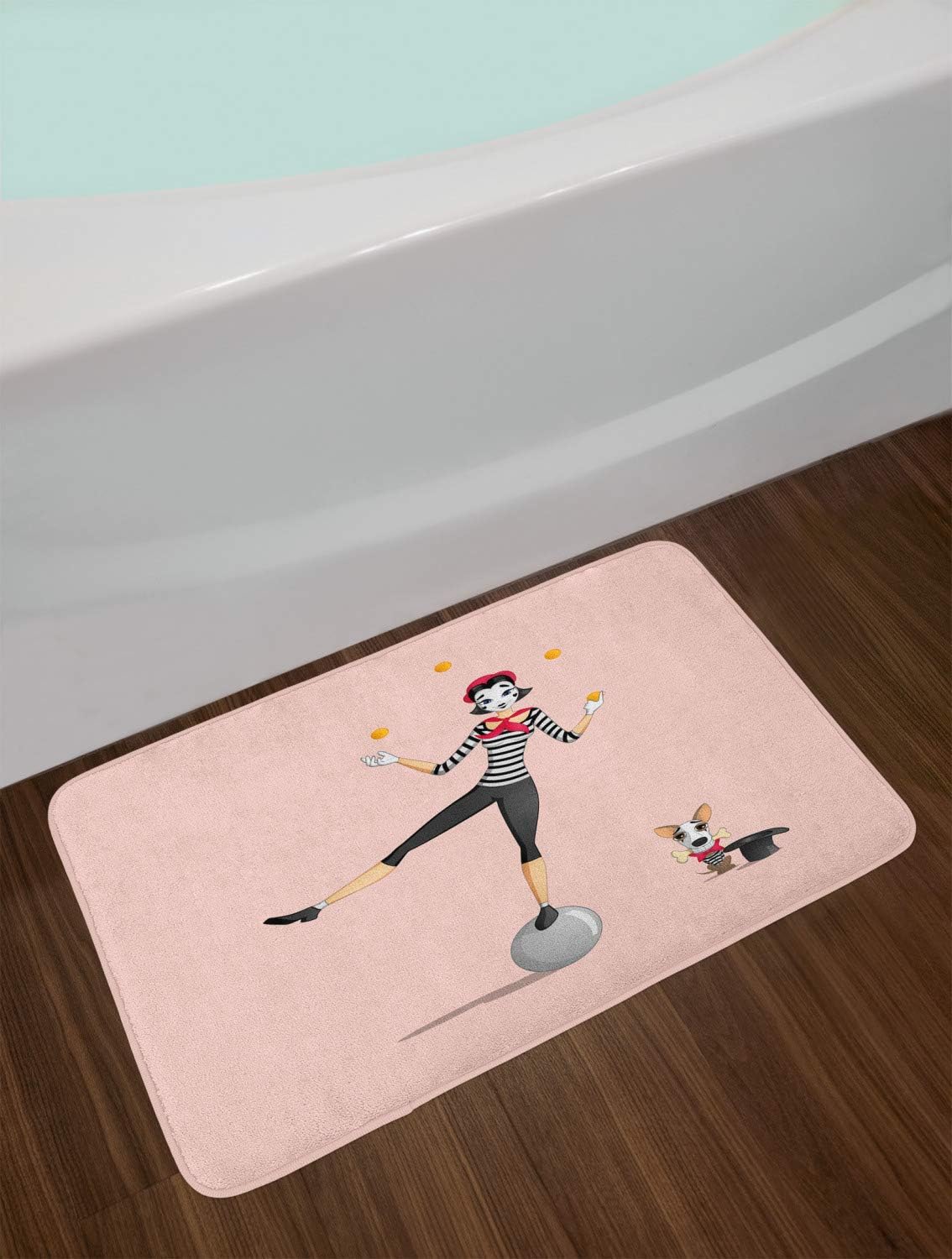 Ambesonne Cartoon Bath Mat with Non Slip Backing