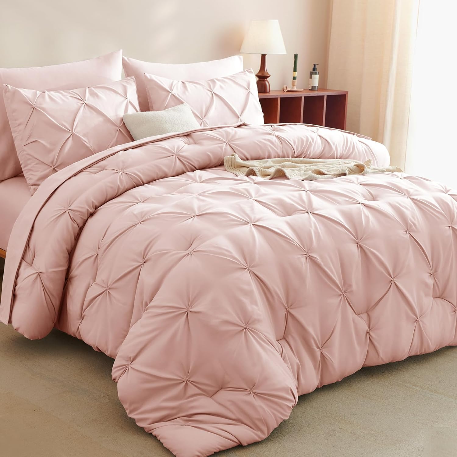 CozyLux Pink King Size Comforter Set 7 Pieces