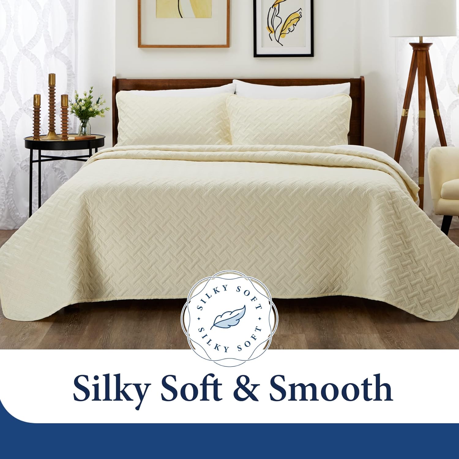 Cosy House Collection Bamboo Rayon Quilt Set 3-Piece