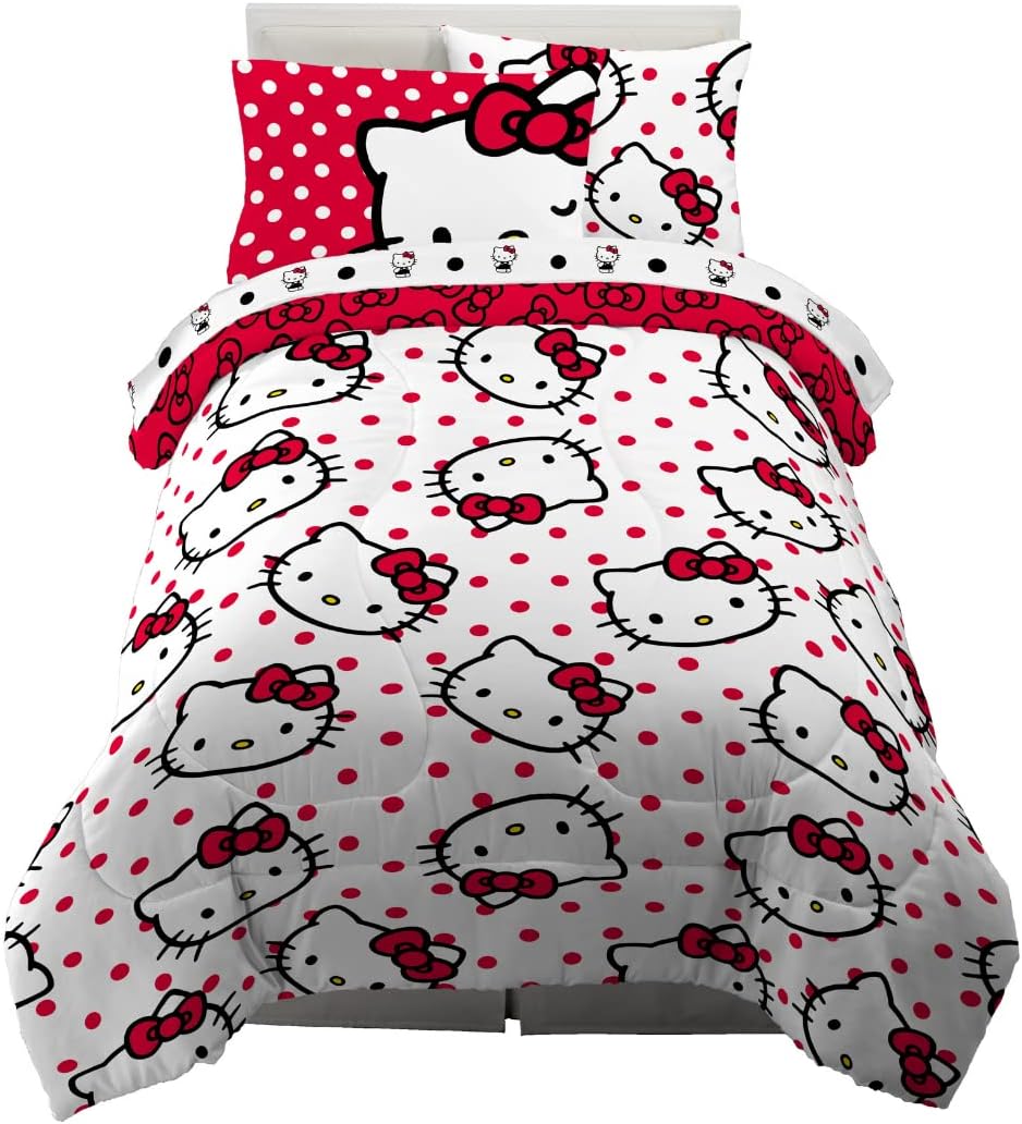 Franco Collectibles Hello Kitty Polka Dot Comforter Set
