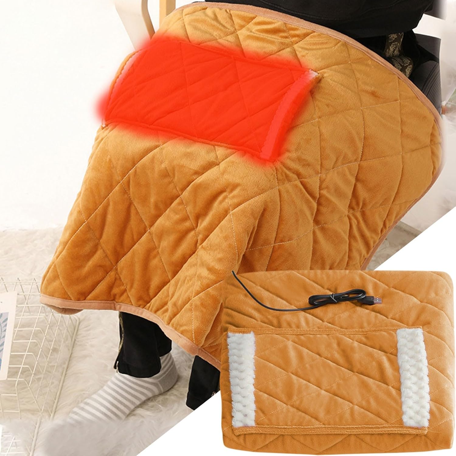 Soft Flannel Heated Throw Blanket - Portable Rechargeable Electric Blanket for Winter