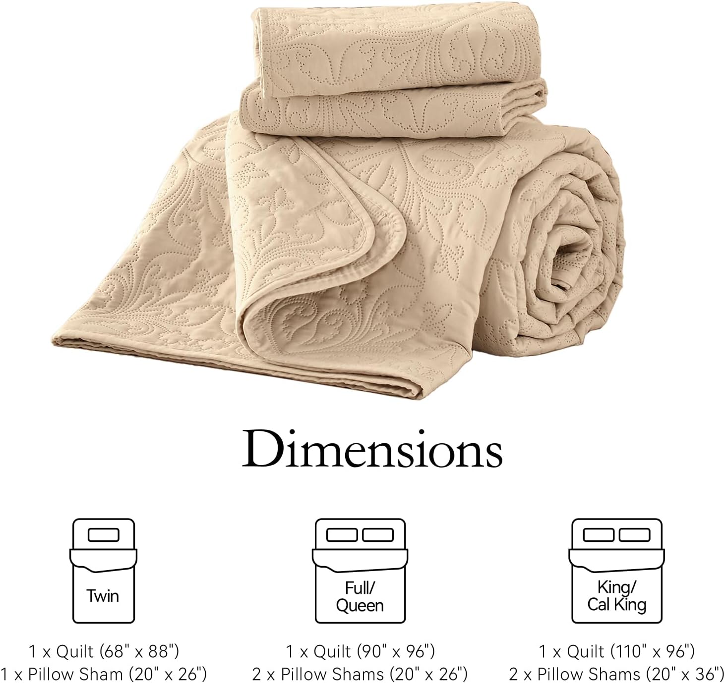 Akkialla Beige Quilt Bedding Set for All Seasons