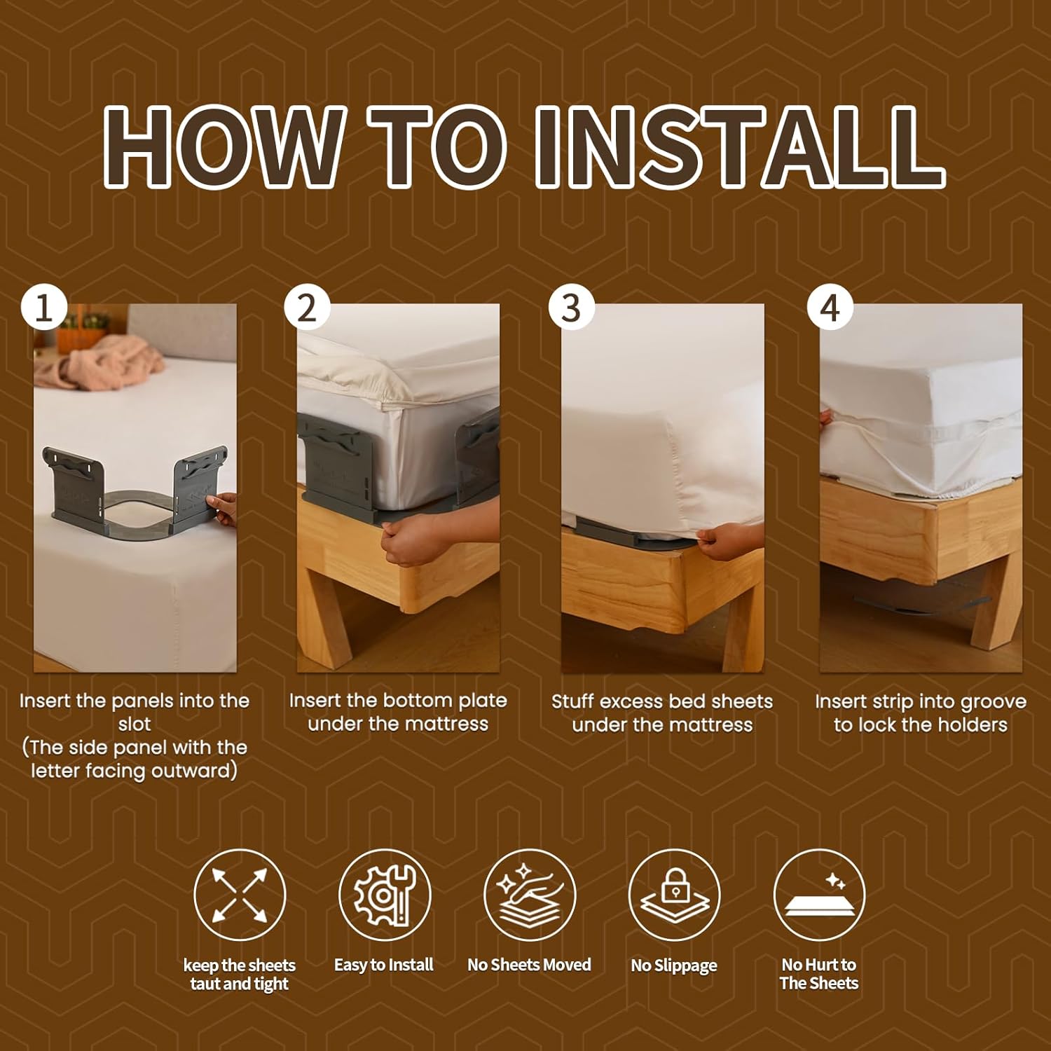 AIPUDE Heavy Duty Sheet Holder with Lock Strips 4pcs Universal Fitted Sheet Straps