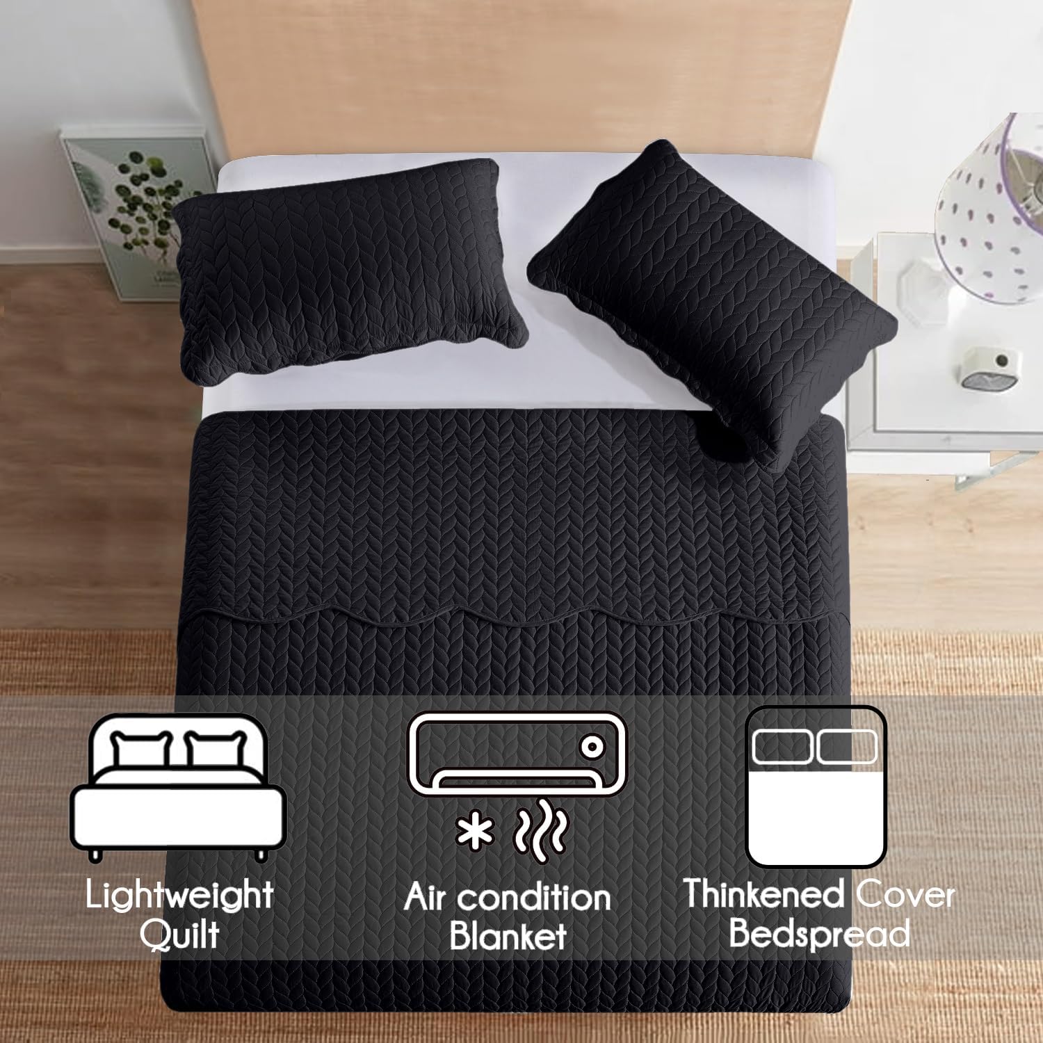 IR Imperial Rooms Twin Quilt Bedding Set Black