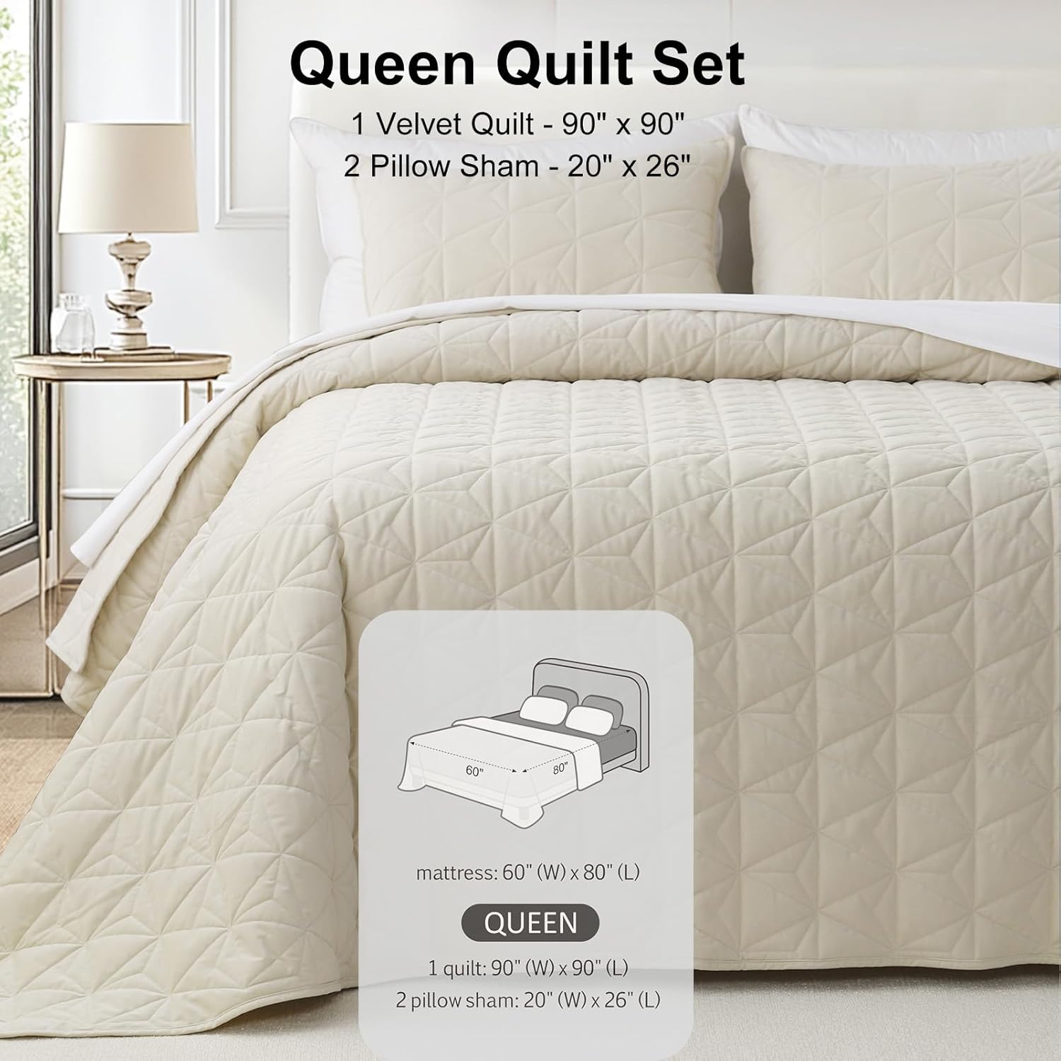 Queen Luxury Velvet Quilt Set with 2 Pillow Shams 1