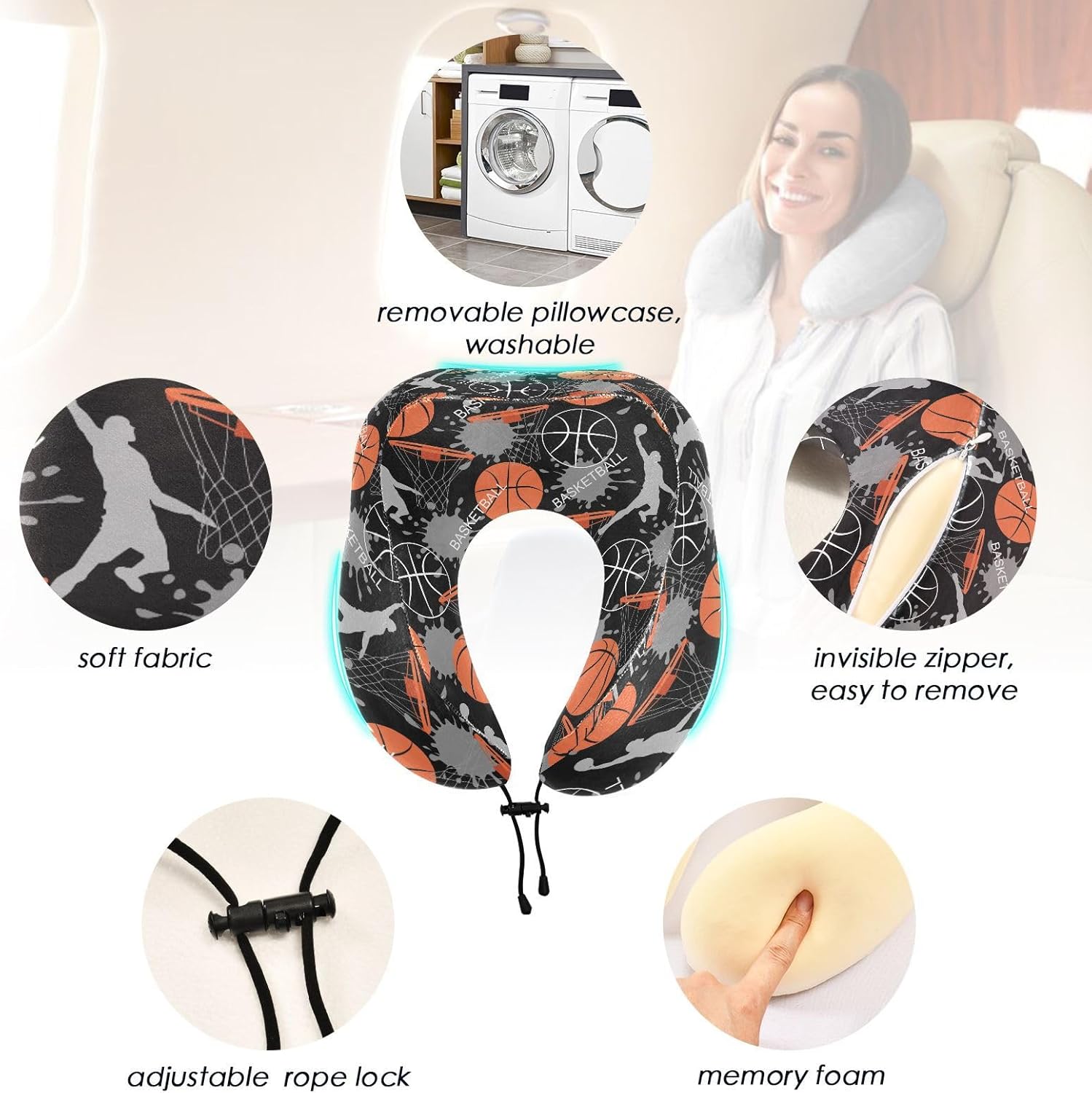 Sletend Travel Neck Pillow with Storage Bag for Cars and Flights