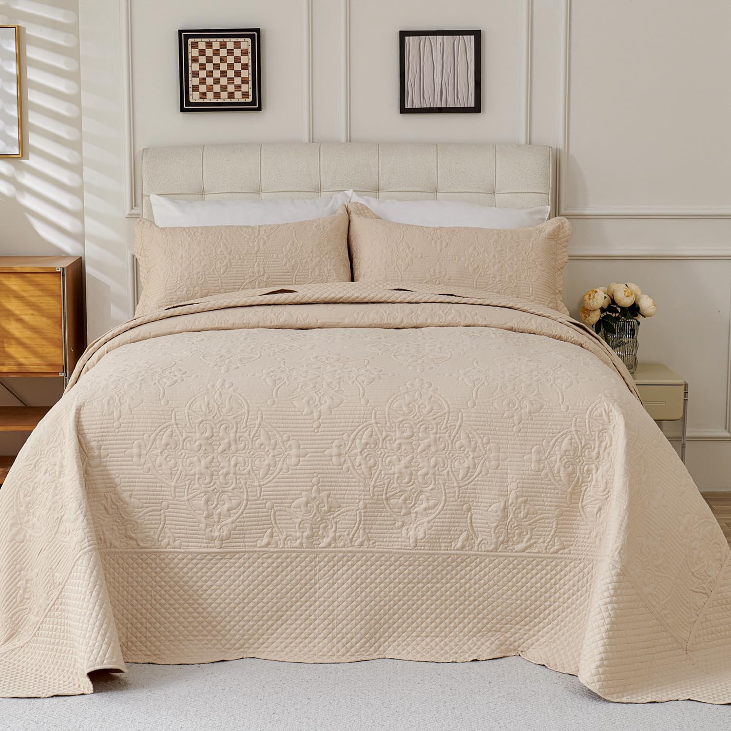 EVENHUG Quilt King Size Bedding Set with Pillow Shams