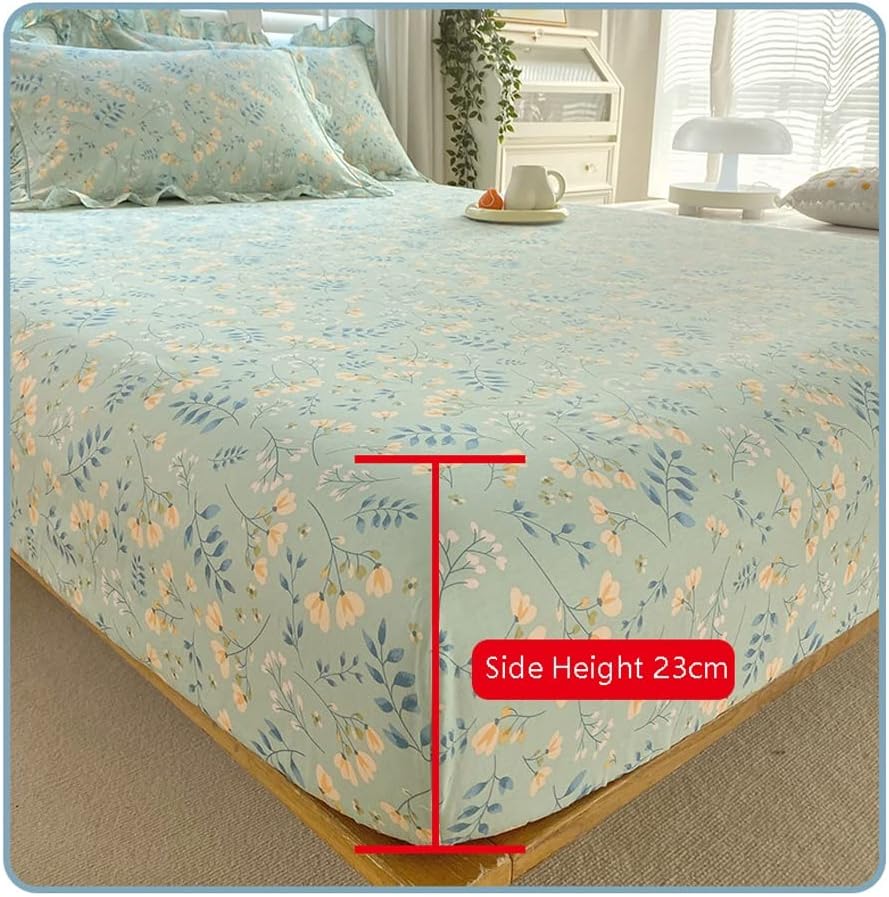 OBONG Deep Pocket Fitted Sheet 100 Cotton Flower Print 1