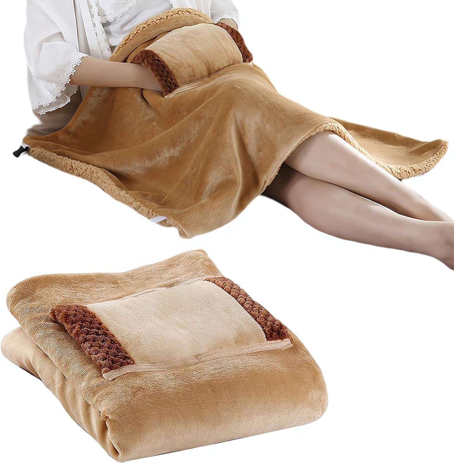 Electric Heated Throw Blanket with USB Pocket Fast Heating and Safe