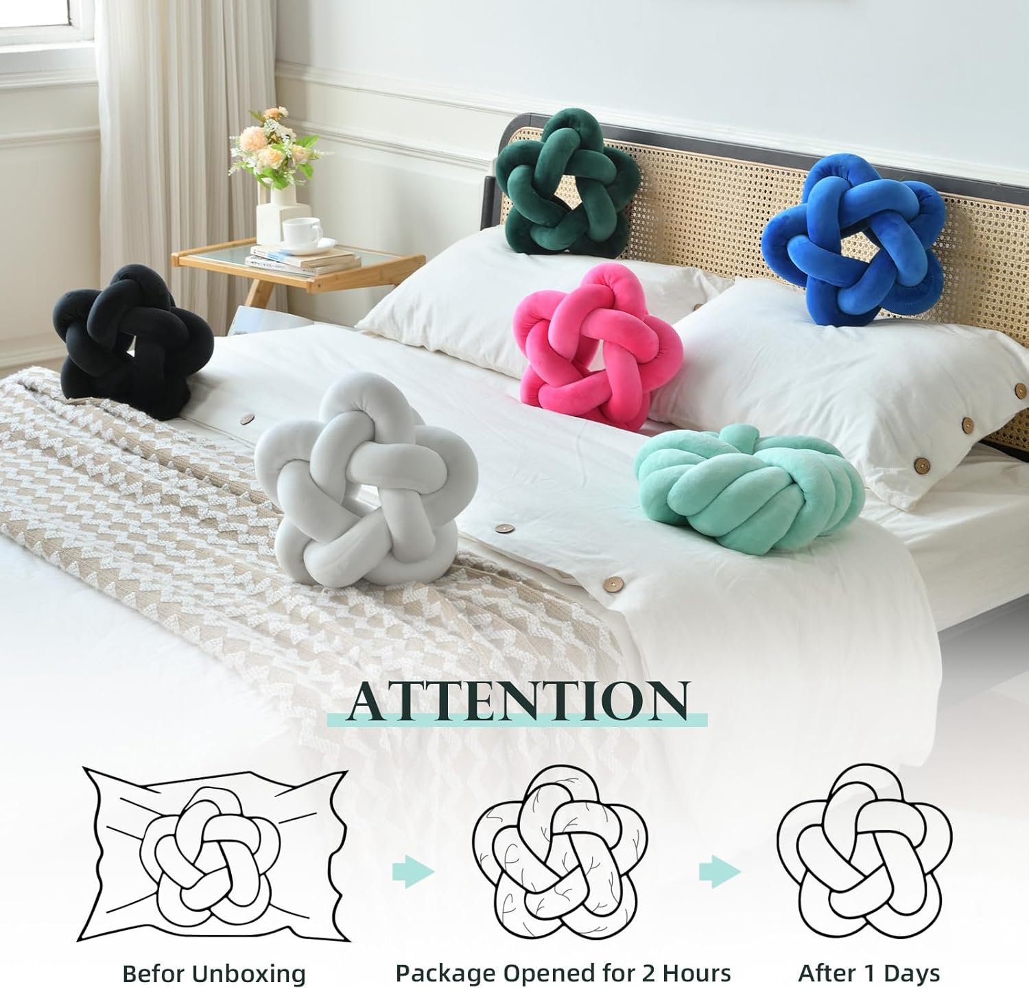 Wadser Knotted Star Plush Throw Pillow Fuchsia