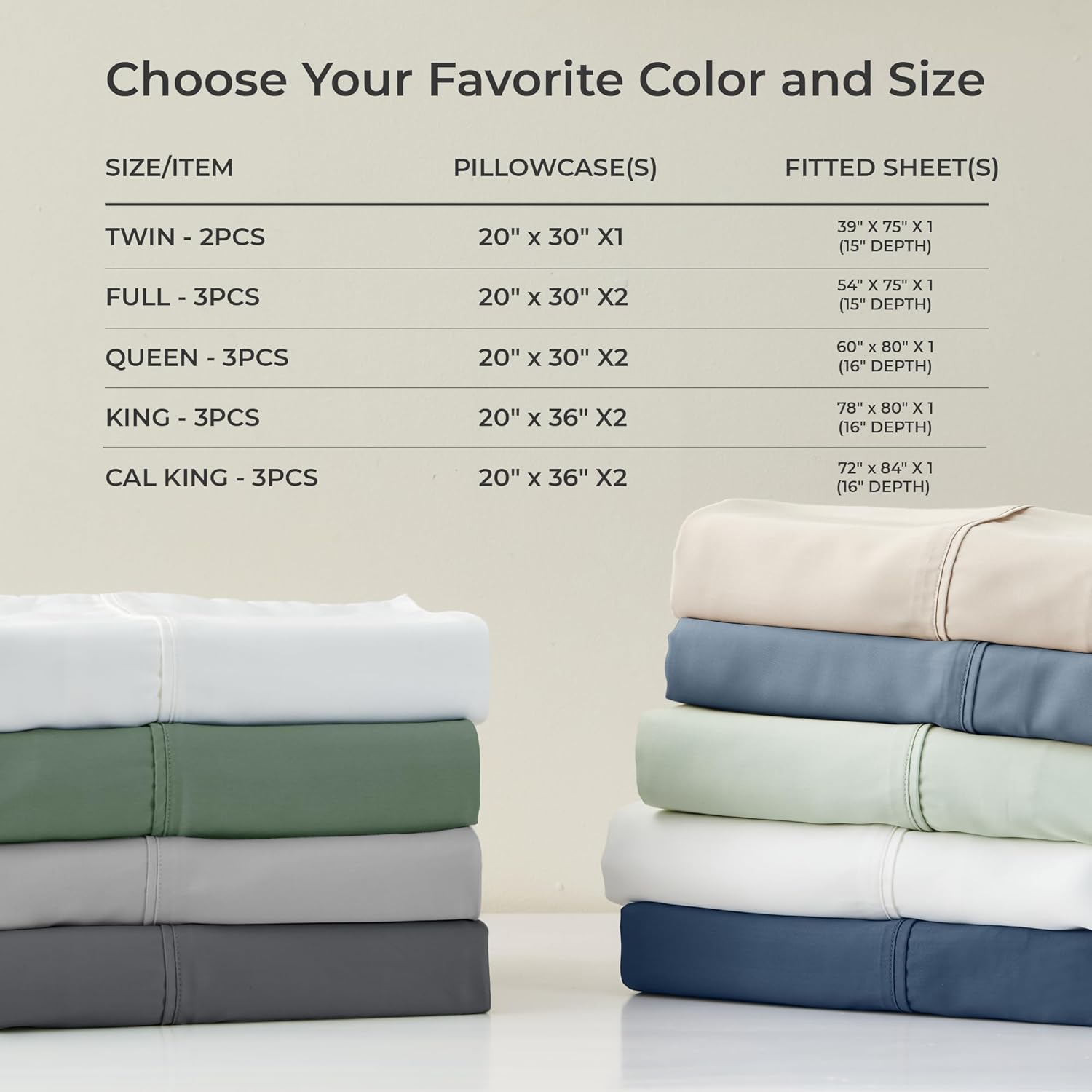 GOKOTTA Bamboo Rayon Fitted Sheet Set with 4 Elastic Straps