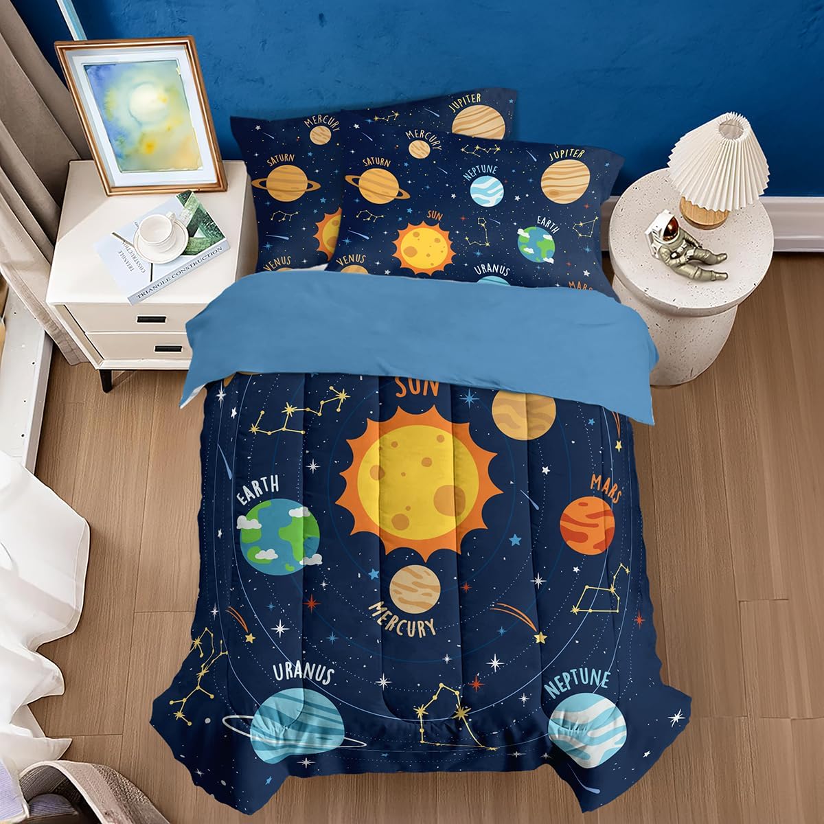 SANDJEST Solar System Duvet Cover Set for Kids