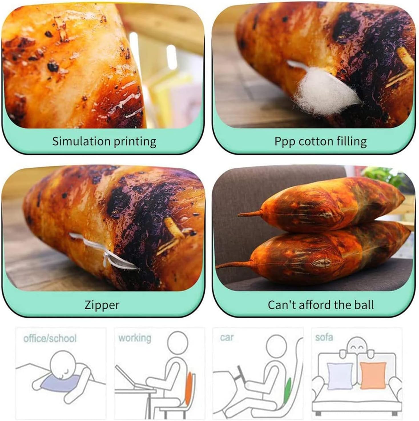3D Fried Chicken Leg Plush Pillow 20cm Fun Decor