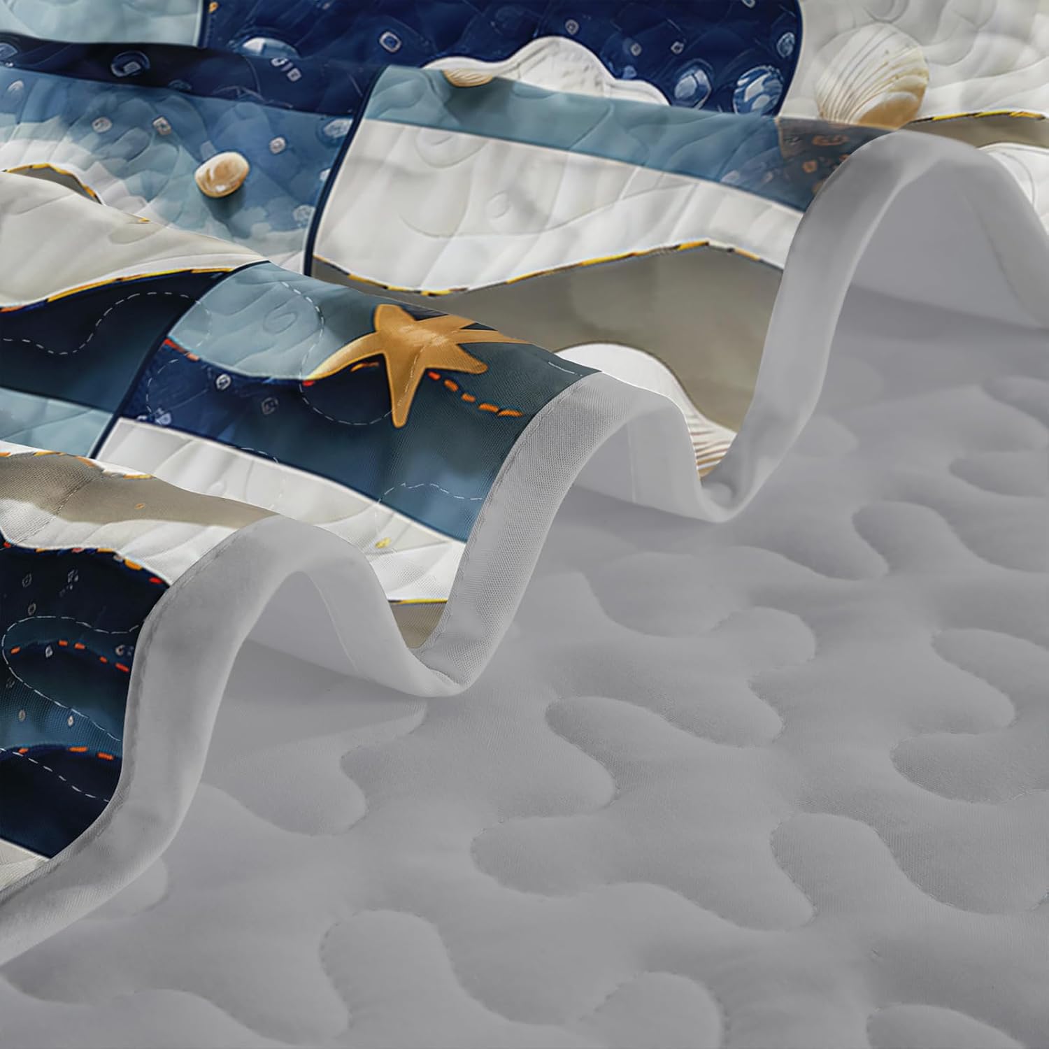 QOOMO Coastal Quilt Set Twin Size 3 Piece