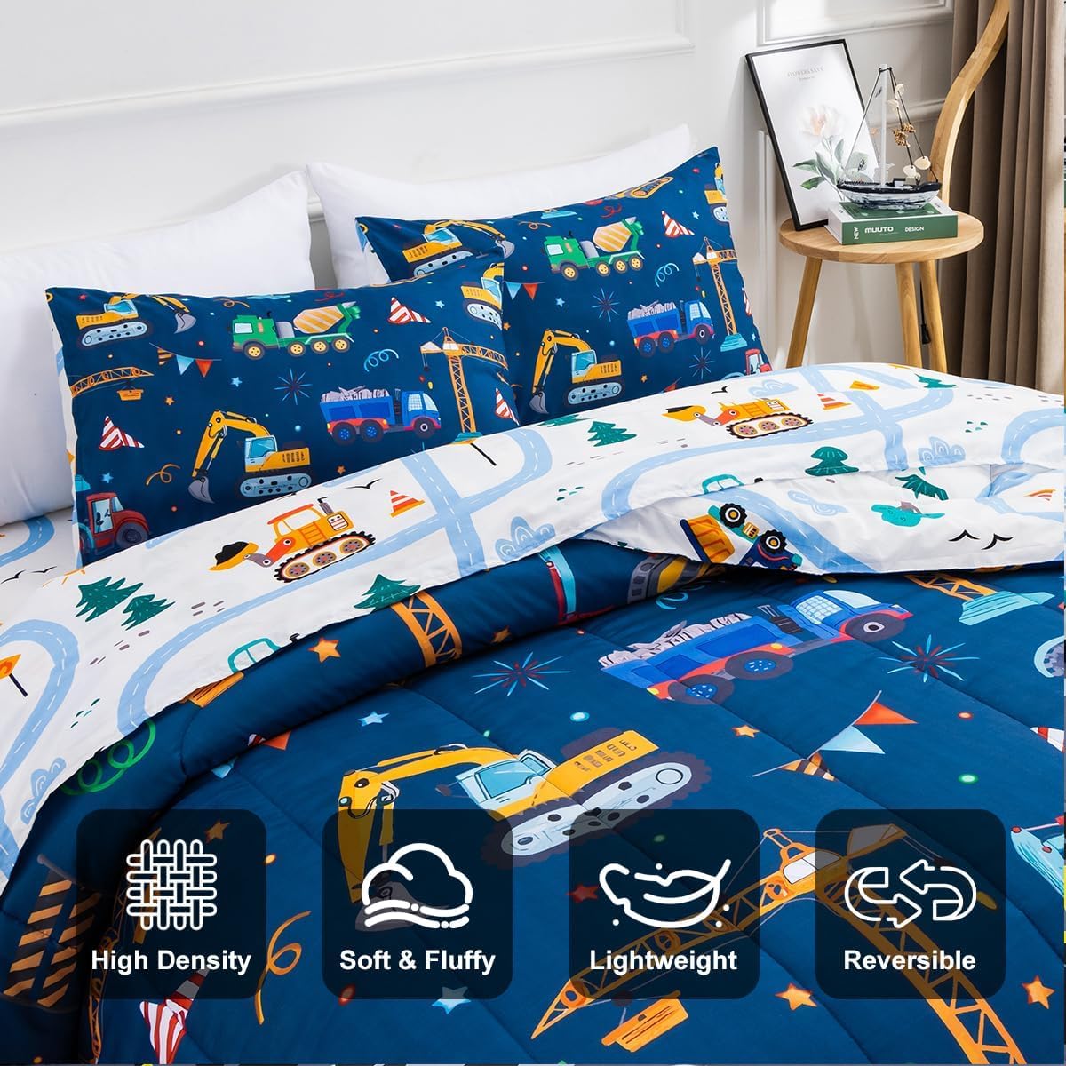 Holawakaka Boys Cartoon Truck Comforter Set