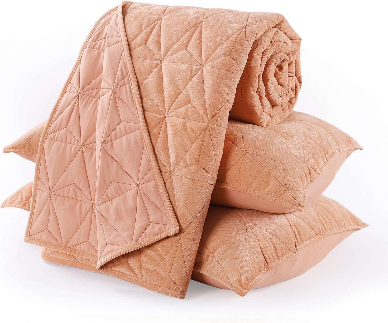 KASENTEX Velvet Oversized King Quilt Set 3 Piece