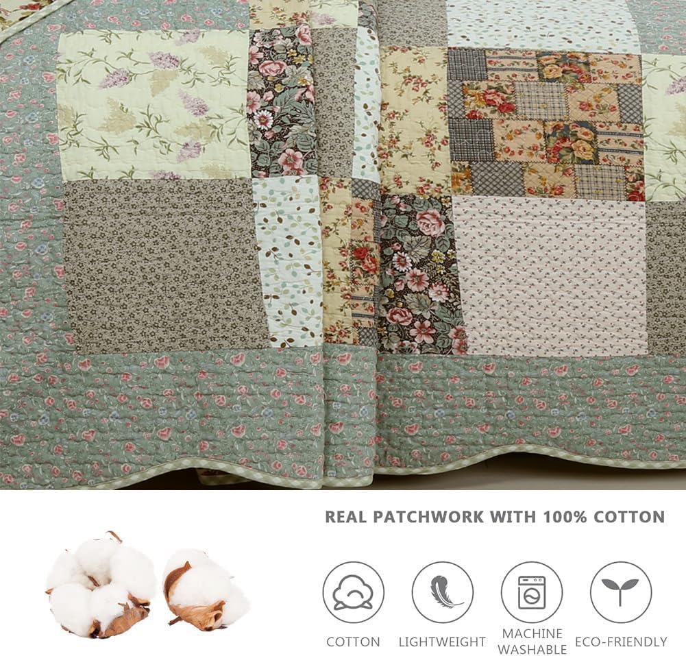 Cozy Line 100 Cotton Reversible Quilt Bedding Set King 3 Piece