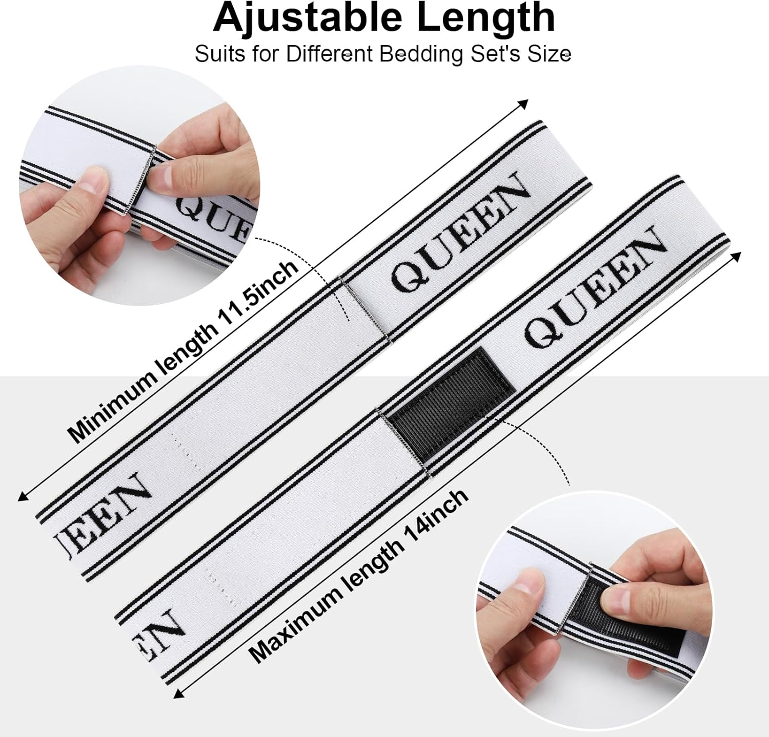 BROPGOD 8 Pcs Adjustable Bed Sheet Bands with Velcro