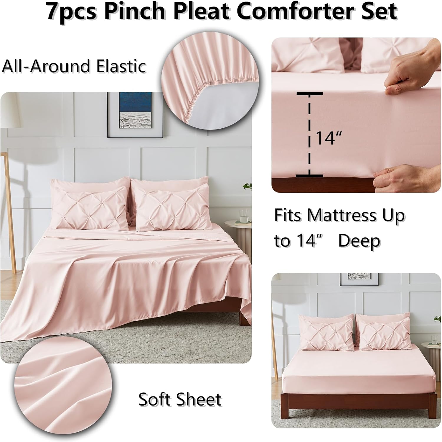CozyLux Pink King Size Comforter Set 7 Pieces