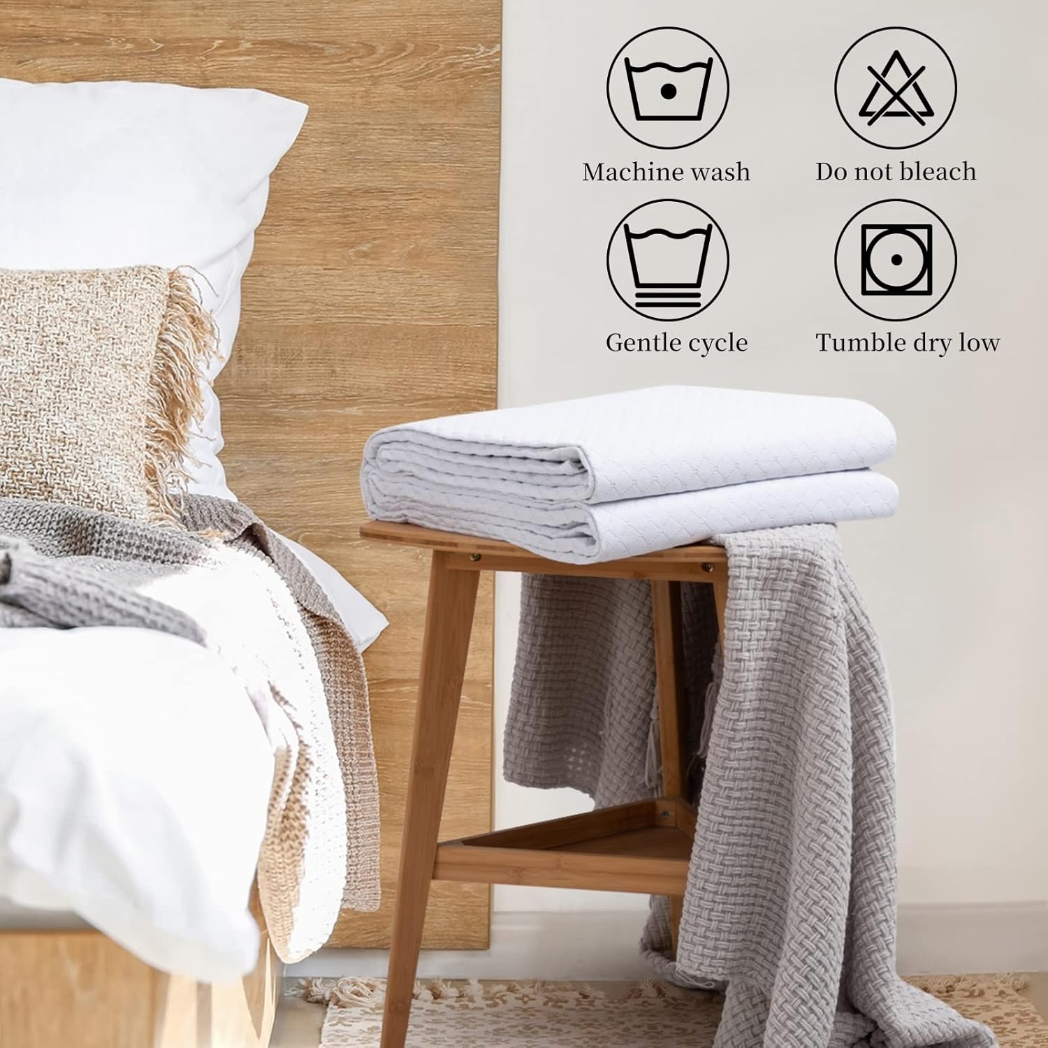 HollyHOME Luxury Checkered Bed Quilt Bedspread King Size