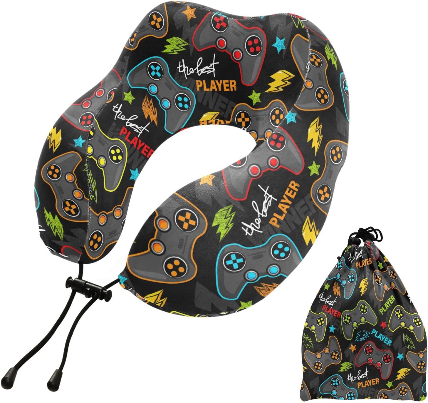 JIPONI Travel Pillow with Memory Foam and Snap Strap 1