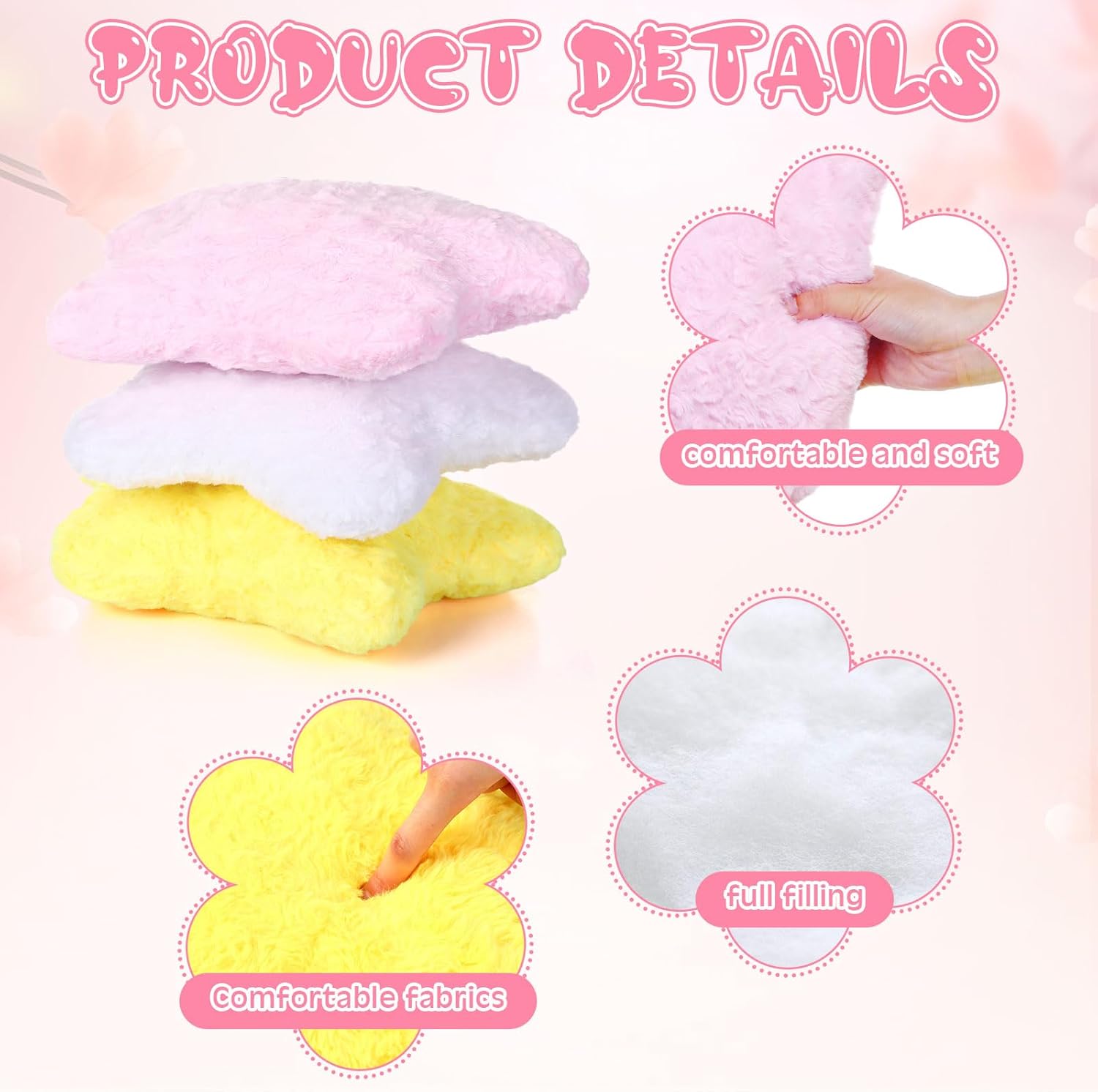 Yousoontic 6 Pcs Shaped Star Throw Pillows for Kids