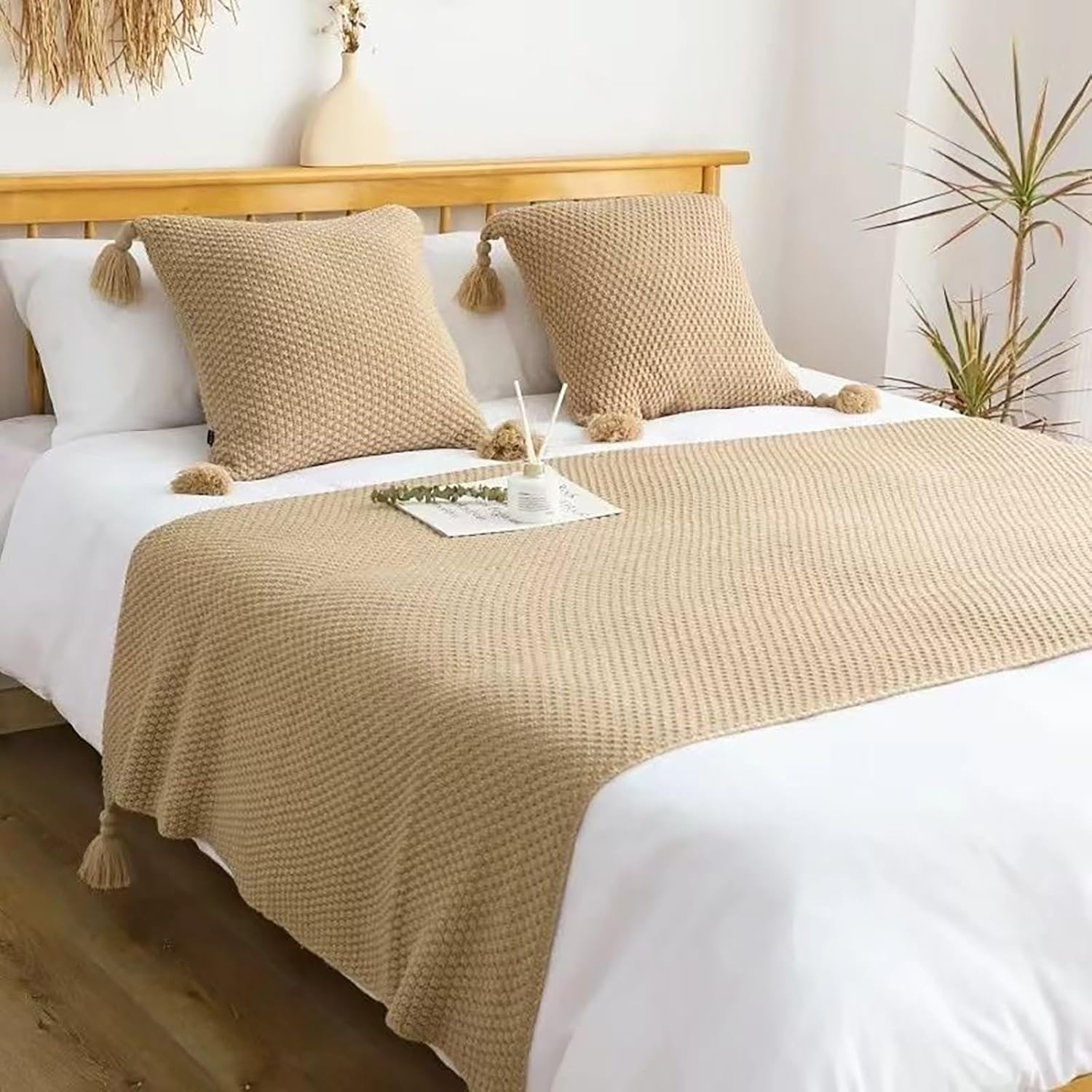Yokqexz Bed Runner King Size - Khaki 80x230cm