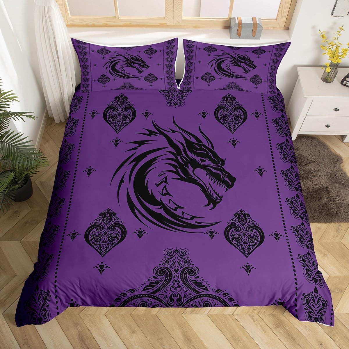 Castle Fairy Dragon Duvet Cover Set King Size