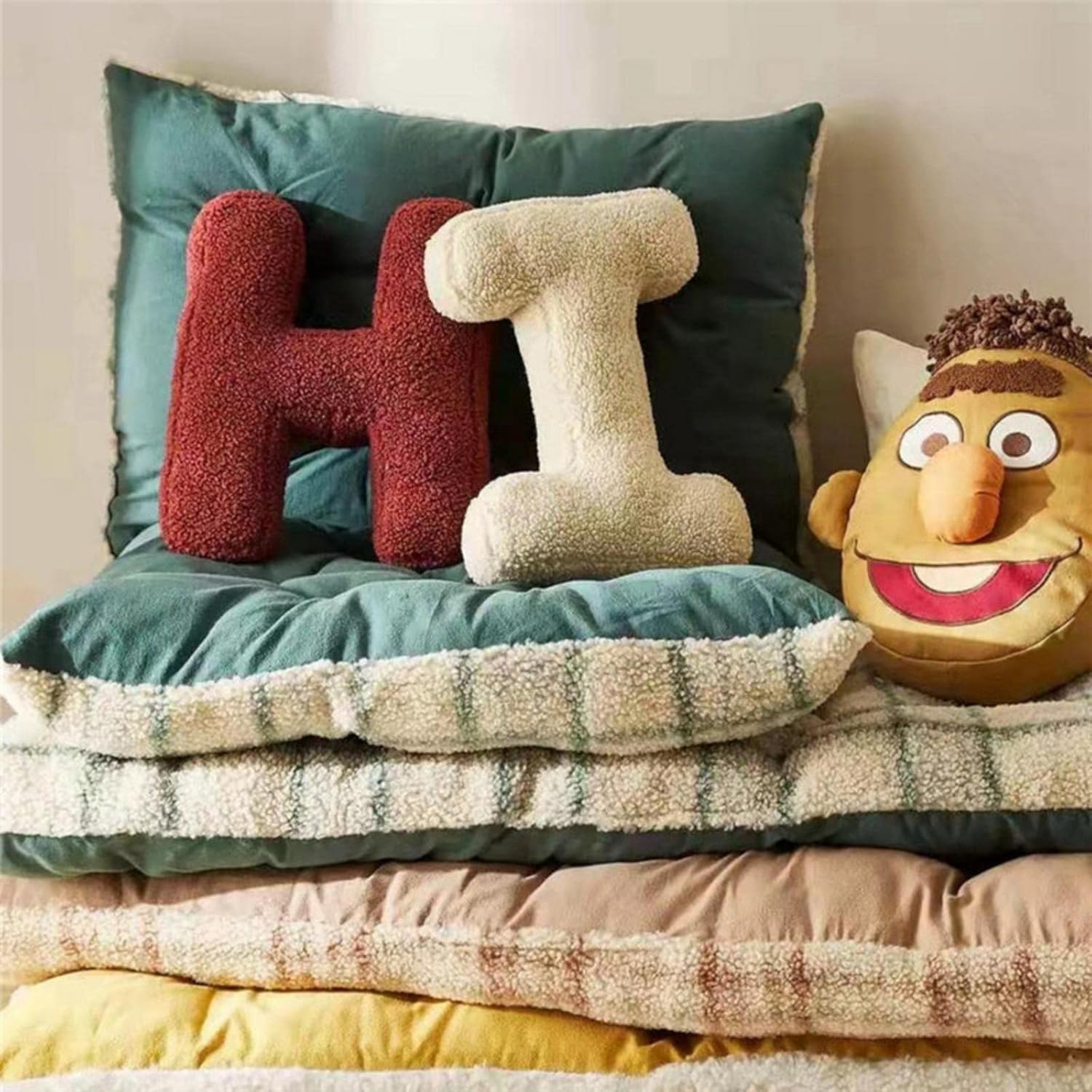 MOJUN Letter Pillows Cute Plush Alphabet Throw Cushions for Home and Office