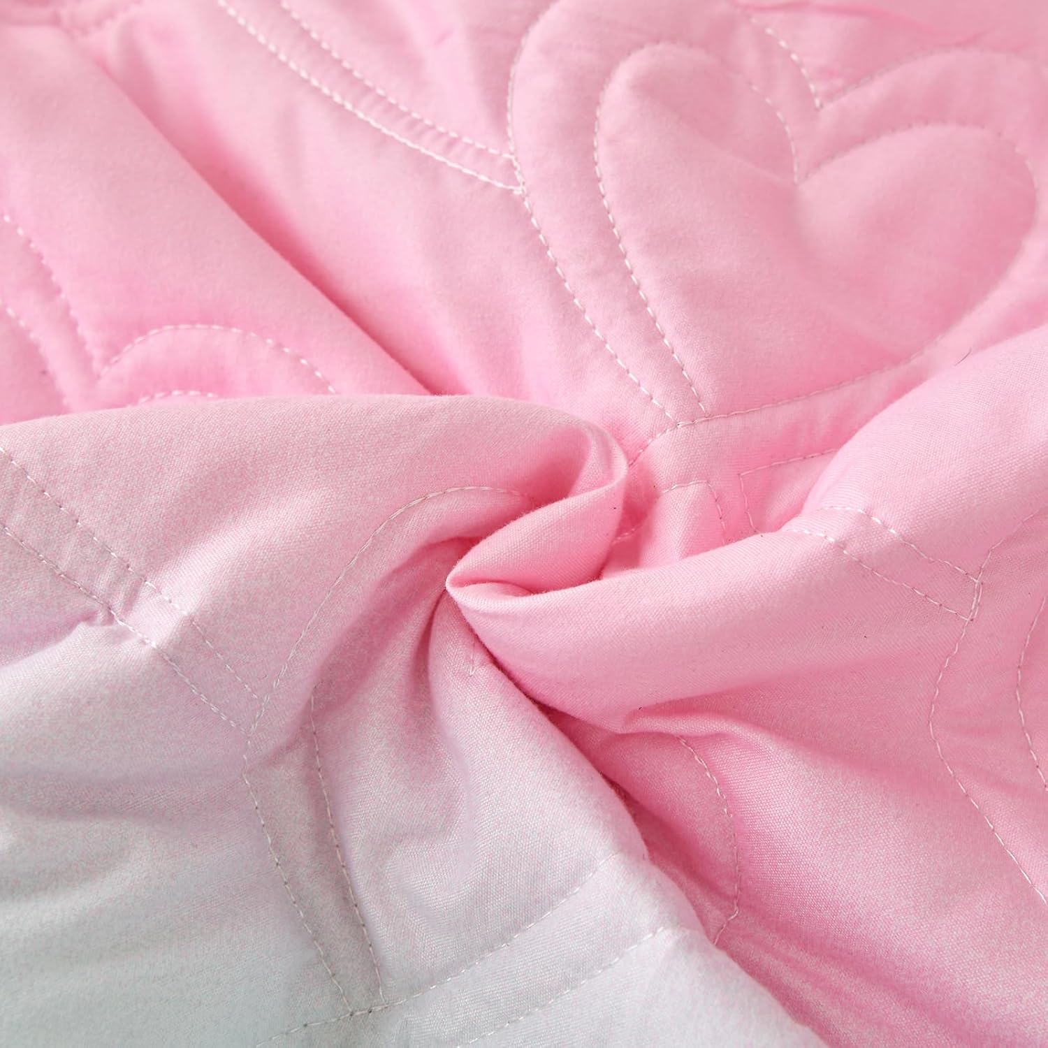 Xruibed Pink Ombre Quilt Set Queen 3PCS Summer Use