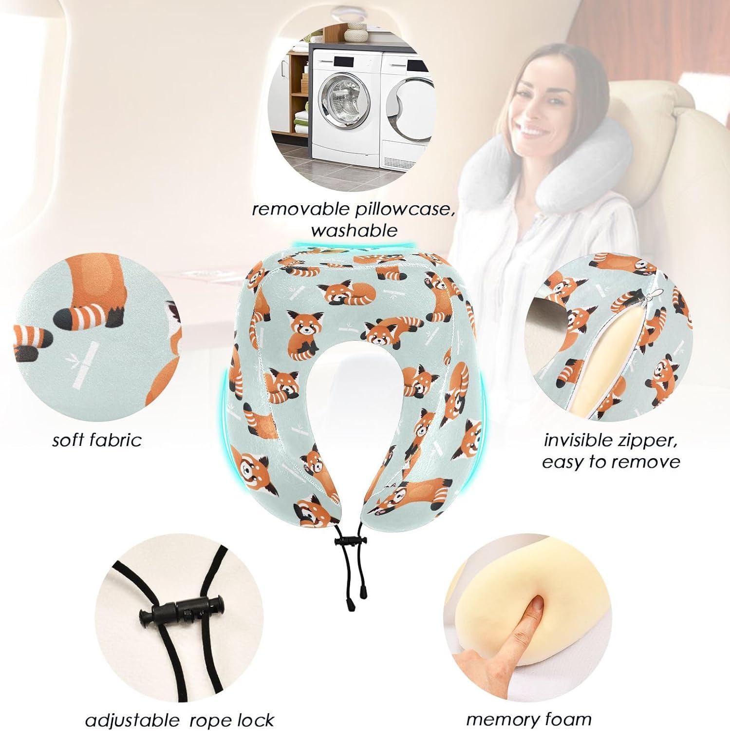 Sletend Cute Red Panda Travel Neck Pillow