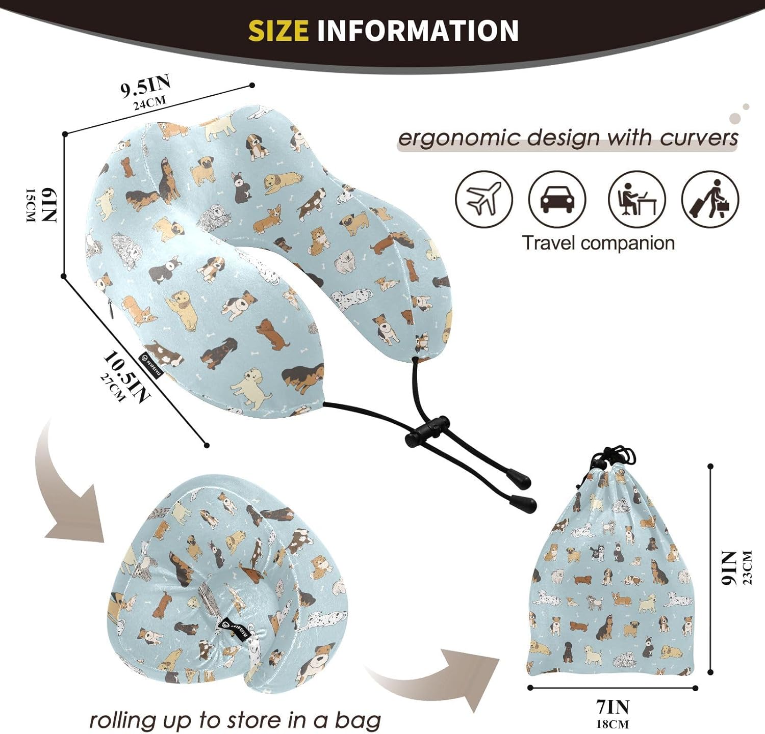 Sletend Travel Neck Pillow with Storage Bag