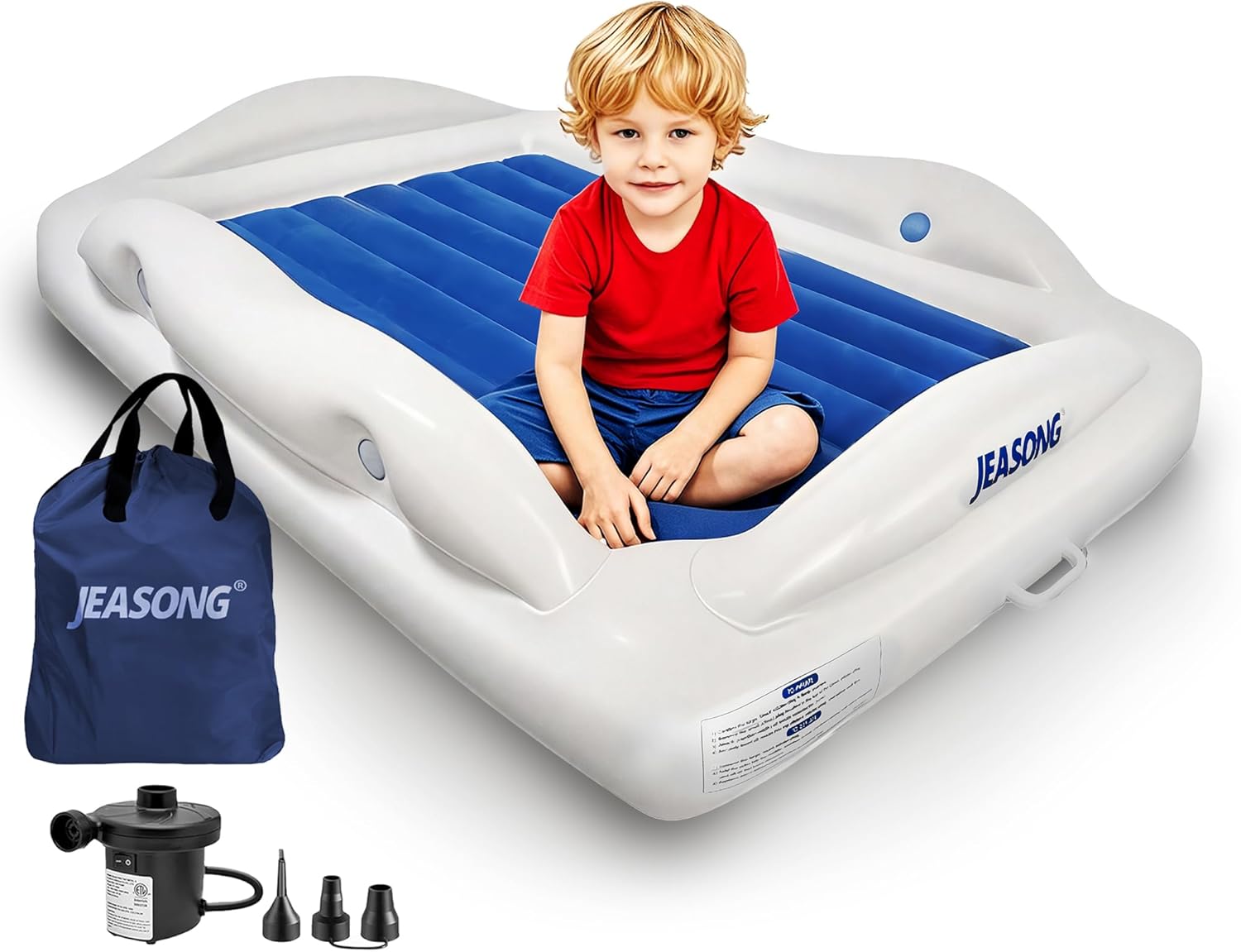 JEASONG Portable Inflatable Kids Bed with Safety Sides