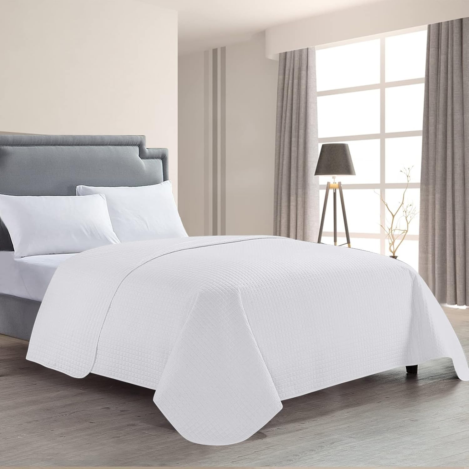 HollyHOME Luxury Checkered Bed Quilt Bedspread King Size