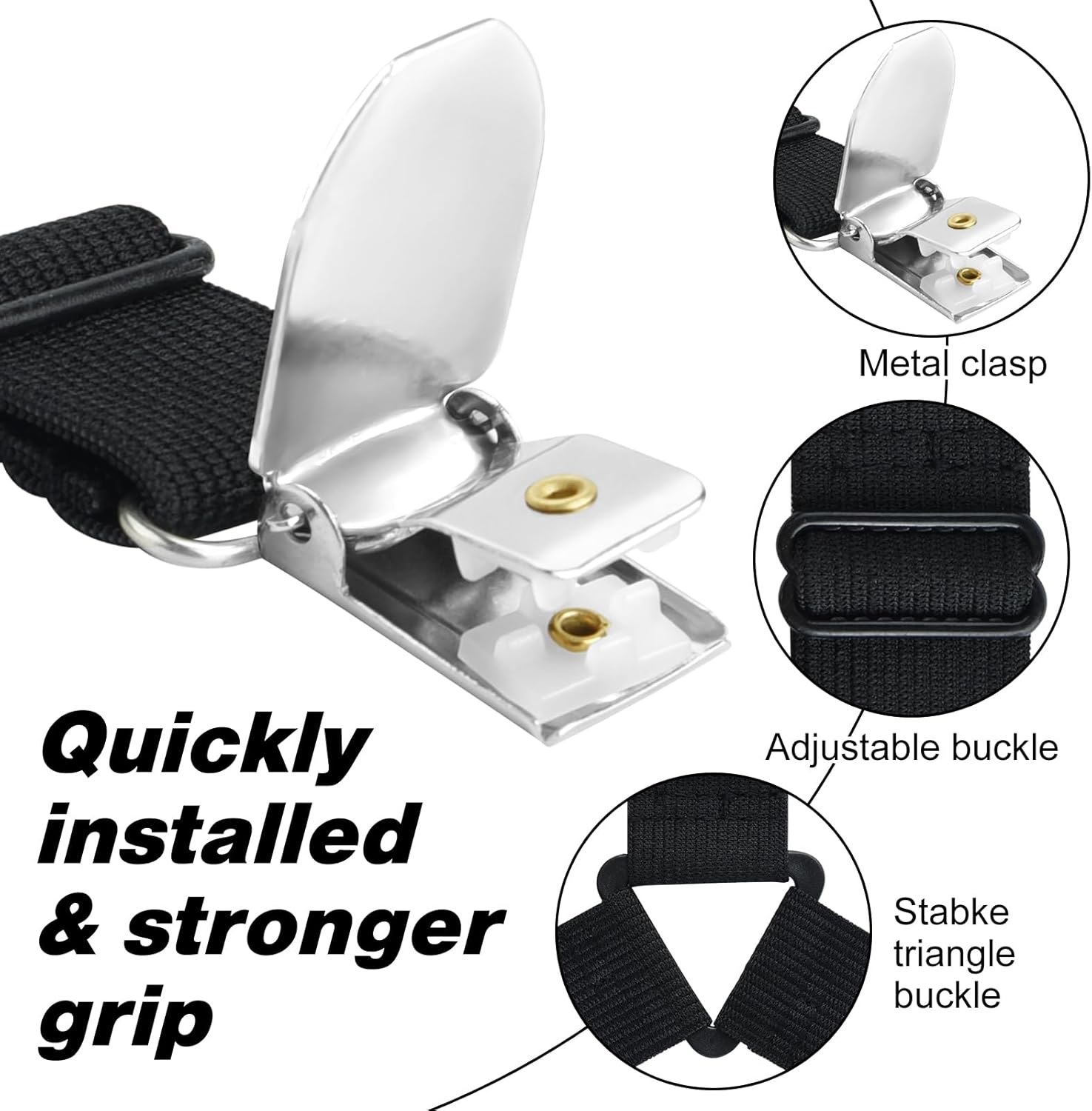 2 Pieces Bed Sheet Holder Straps - Black