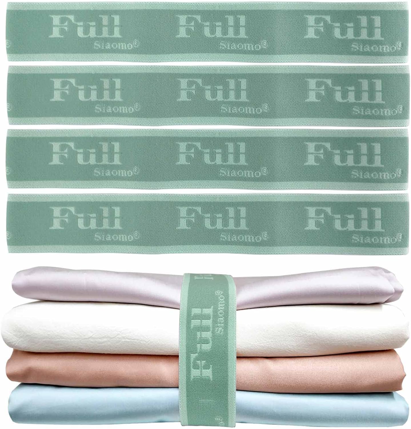 Siaomo Bed Sheet Organizer Bands - 4PCS Green Elastic Straps