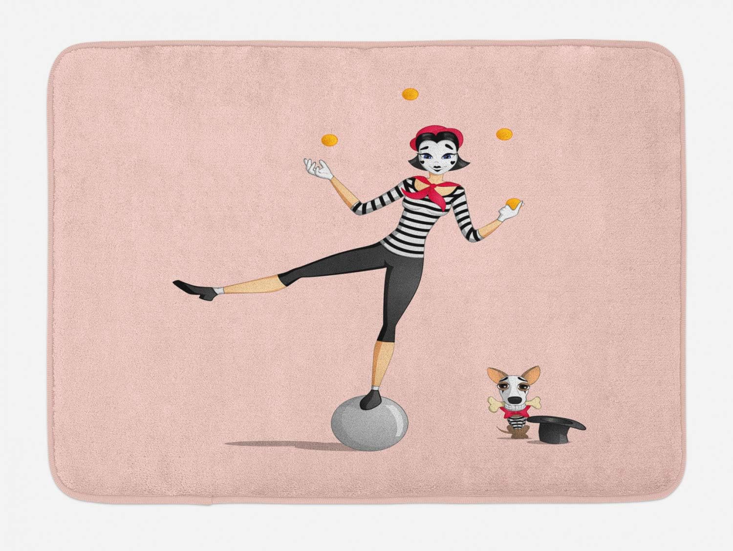 Ambesonne Cartoon Bath Mat with Non Slip Backing