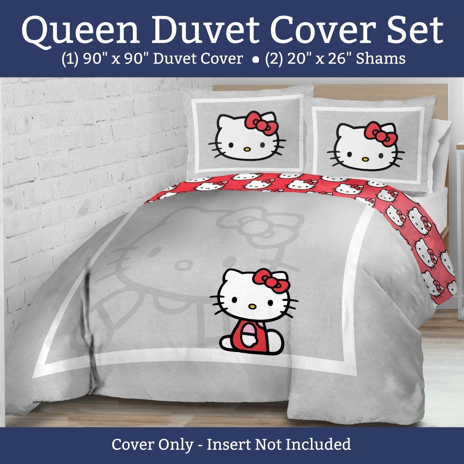 Jay Franco Hello Kitty Duvet Cover Set 3 Piece Queen