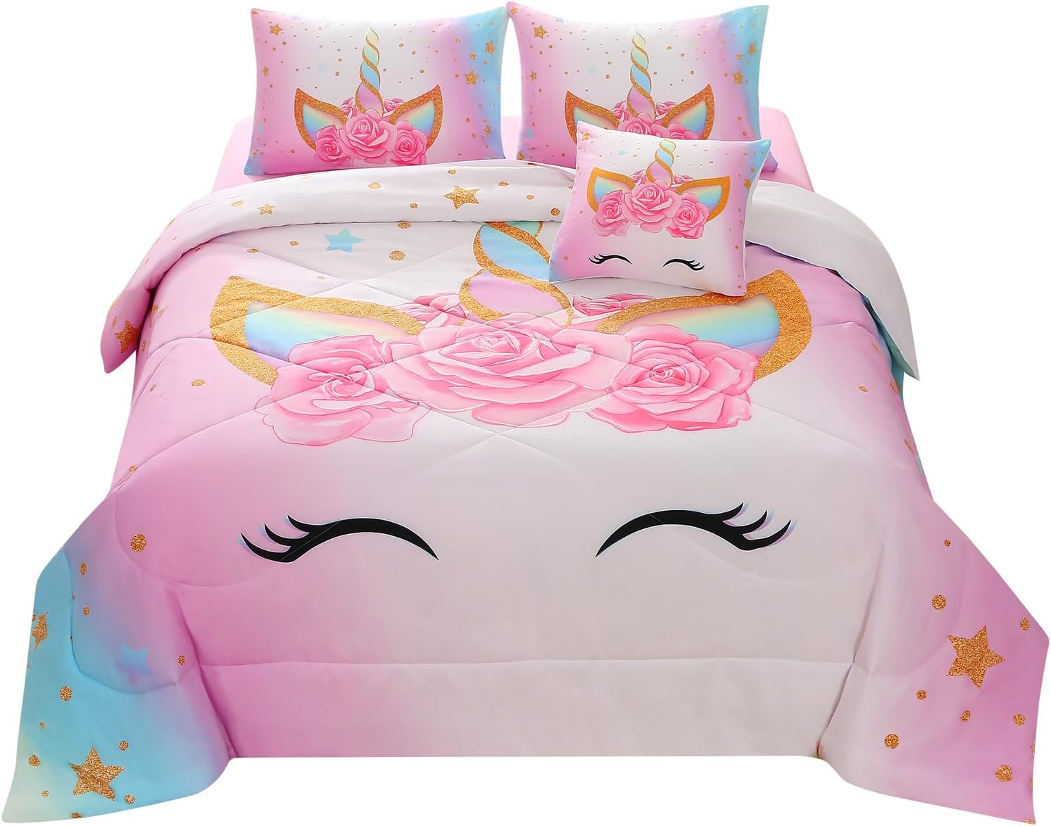 JQinHome Unicorn Twin Bedding Set 6 Piece 1