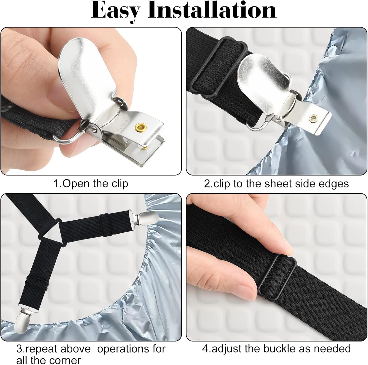 Morcheiong Sheet Fasteners Straps Set of 2
