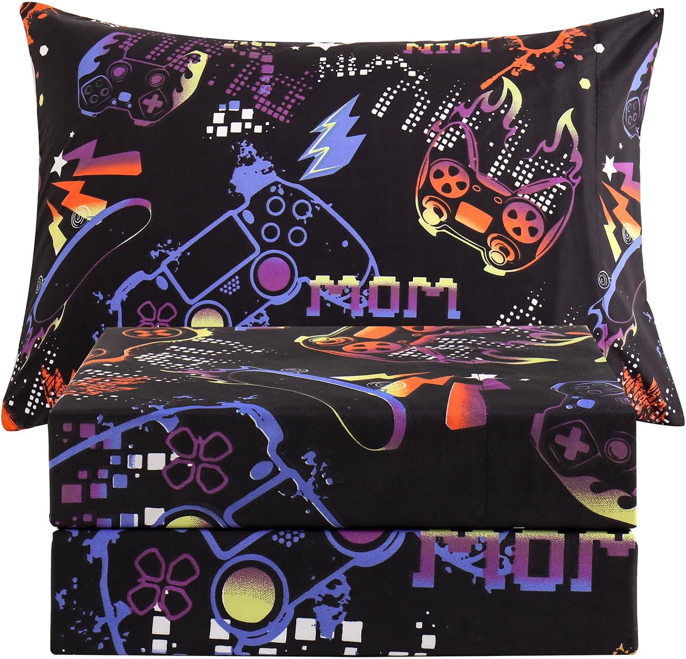 JSD Black Gaming Sheet Set Twin Size 3 Piece