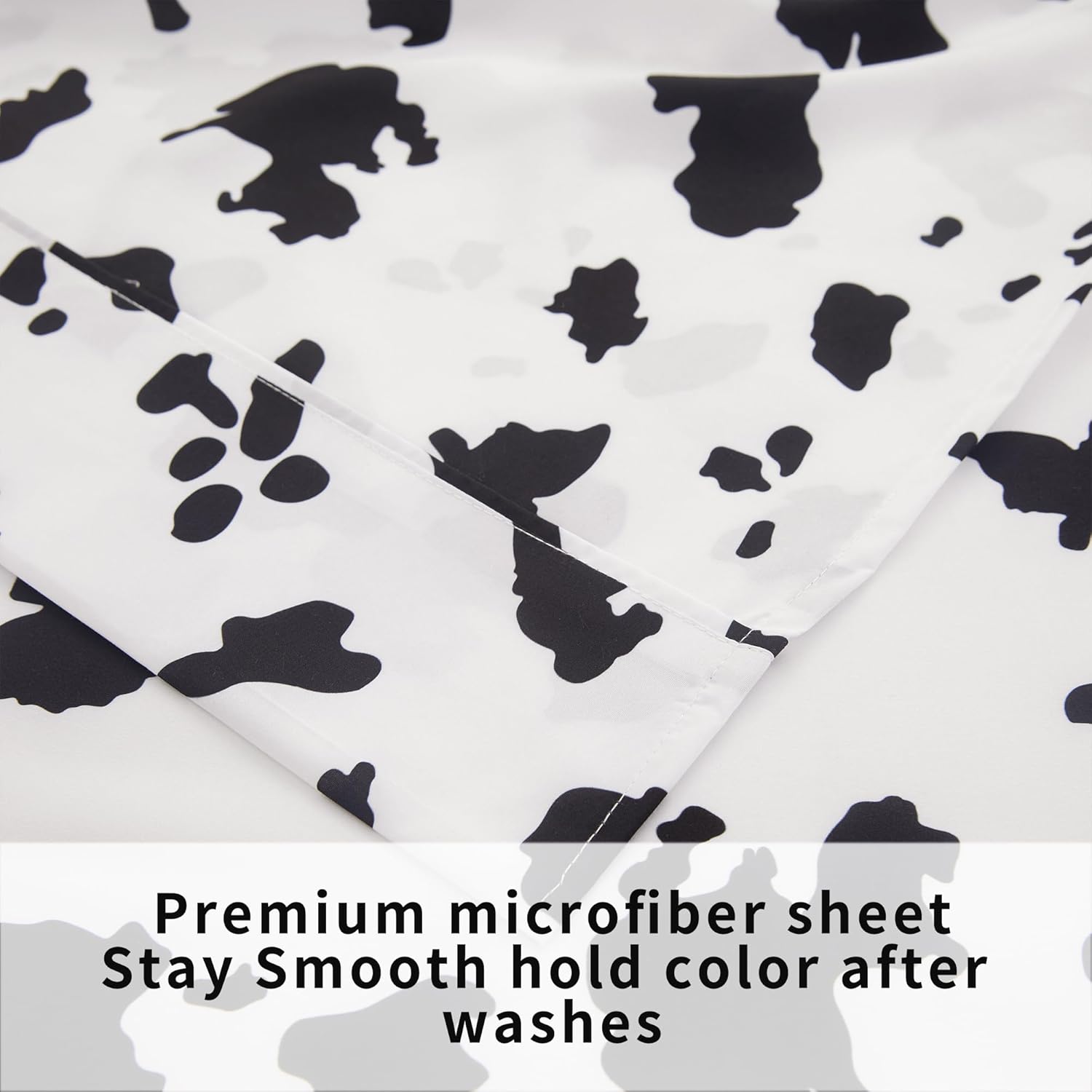Viviland 3-Piece Cow Print Twin Sheet Set for Kids