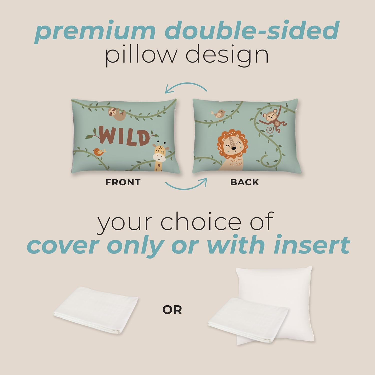 Kids Safari Throw Pillow - 14 x 20 - Double-Sided