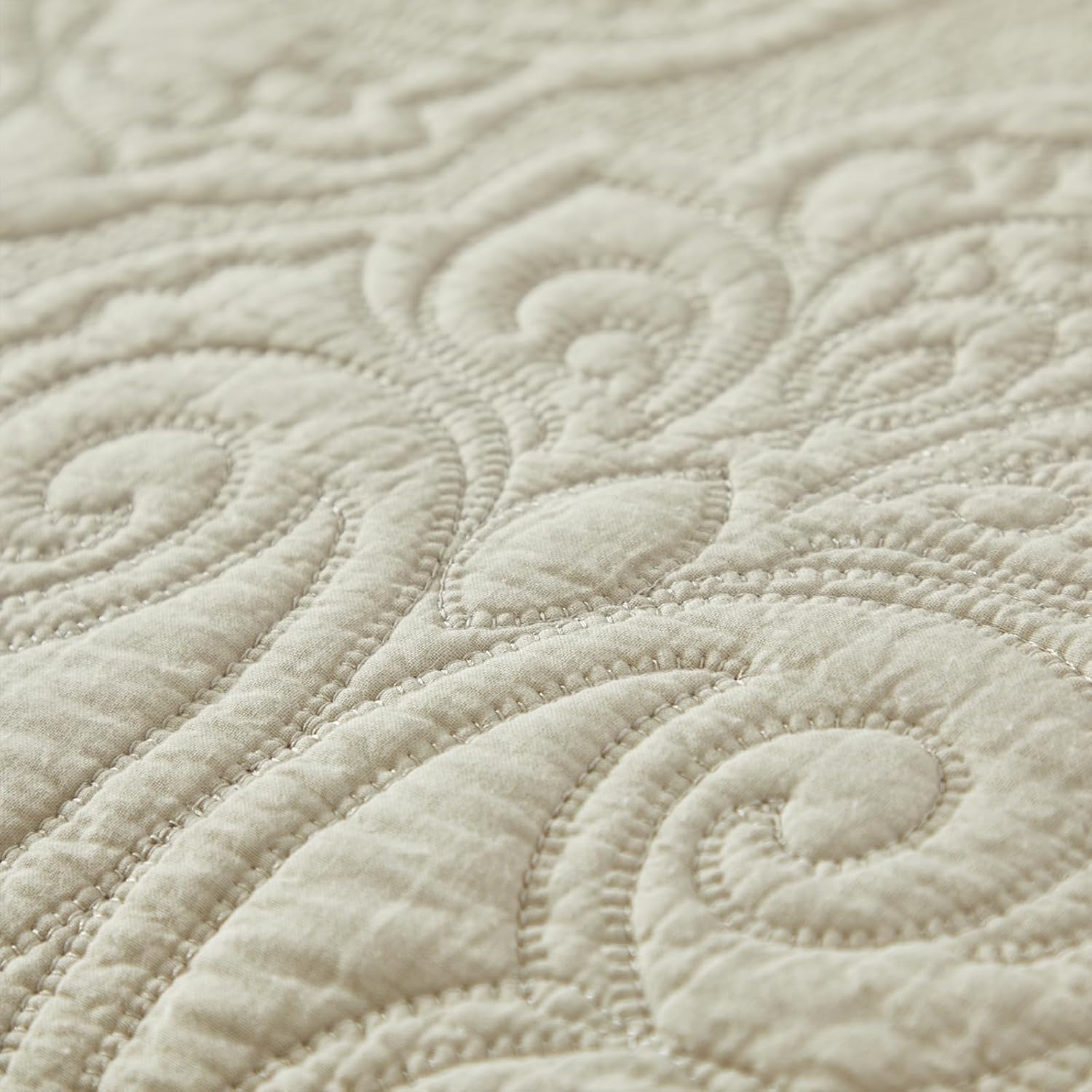 Brandream Queen Size Quilt Set 3-Piece Cotton Beige