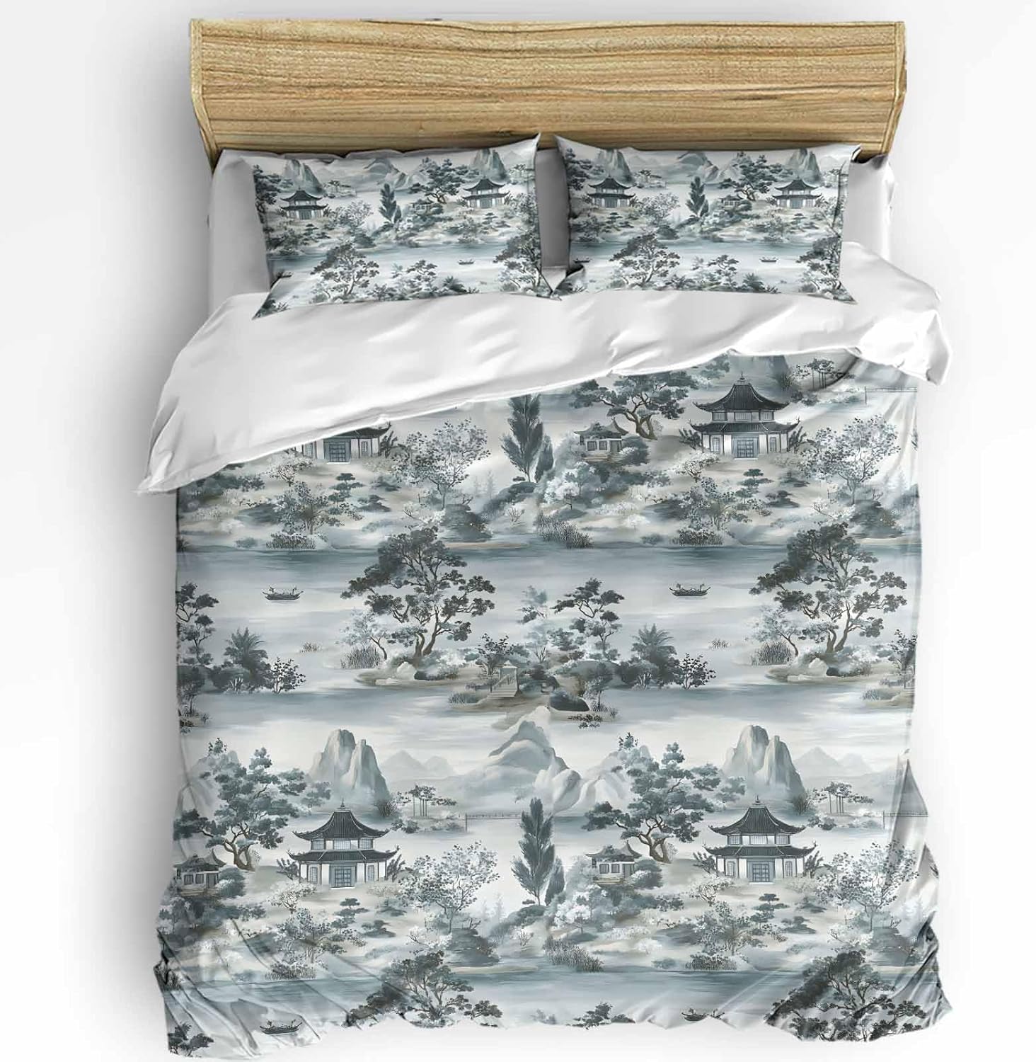 Boanket 3-Piece Queen Duvet Set with Zipper Modern Art Retro Design