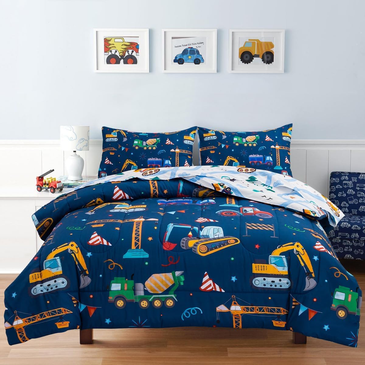 Holawakaka Boys Cartoon Truck Comforter Set