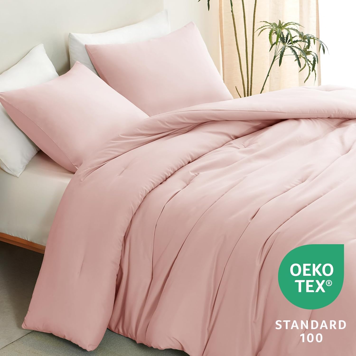 CozyLux Blush Pink Queen Comforter Set for Girls