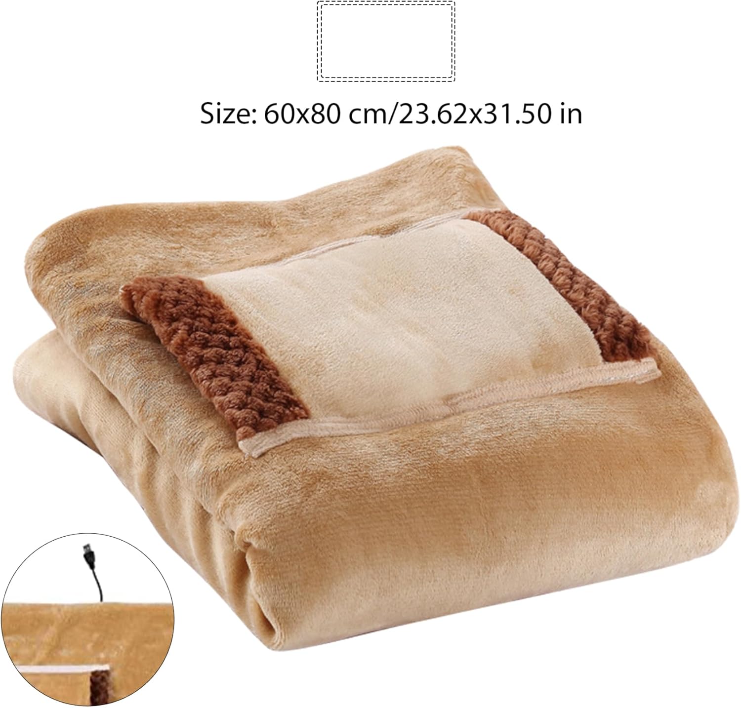 USB Heated Blanket 24x31 Inch Warm Throw for Sofa Chair Travel