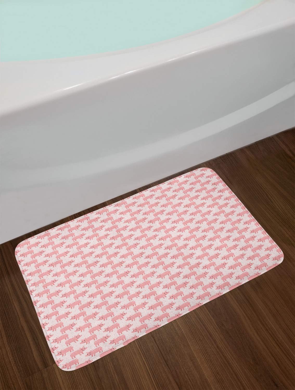Ambesonne Pig Bath Mat - Farm Animal Cartoon Pastel Plush Decor